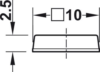ドアバンパー, DB100､裏面接着剤付き､スクエア､10x10 mm､高さ2.5 mm