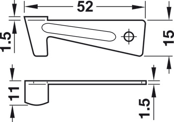 ロックフック, 52 mm､フレーム付きテーブル用