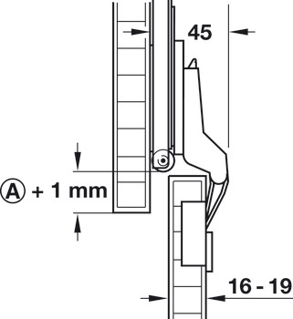 固定部品セット, インセット取付け用､扉厚 16–19 mm