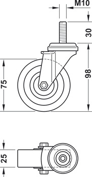 ソフト車輪キャスター, 車輪面：ソフト､固定または旋回タイプ