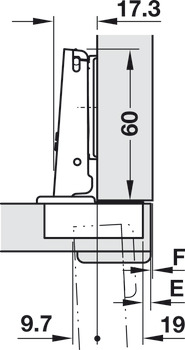 ヒンジ, Häfele Metalla 510 A/SM 94°、40 mm　までの木製扉用、全カブセ取付