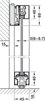 引戸用金具, ハーフェレ Slido D-Line43 80N マジック2, 1枚扉用ランニングレールセット